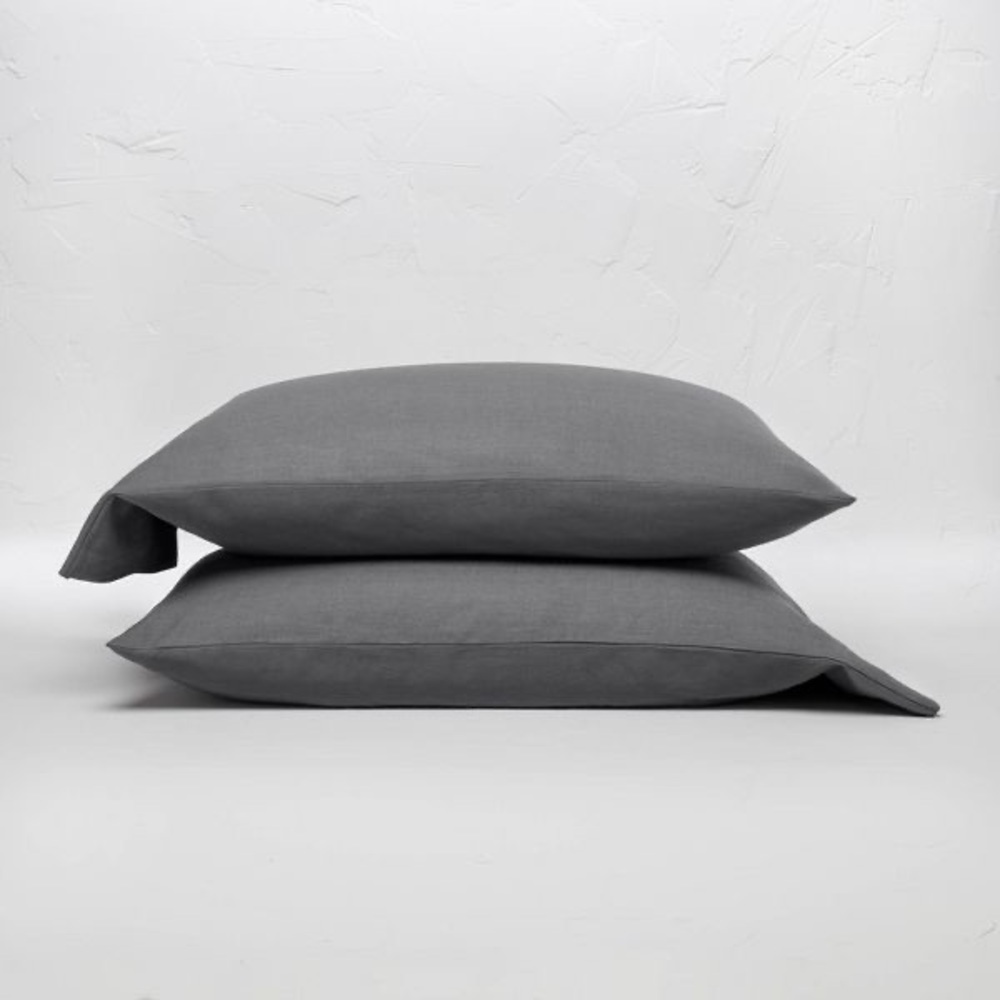 COPY - 100% Washed Linen Solid Pillowcase Set - Casaluna Gray King